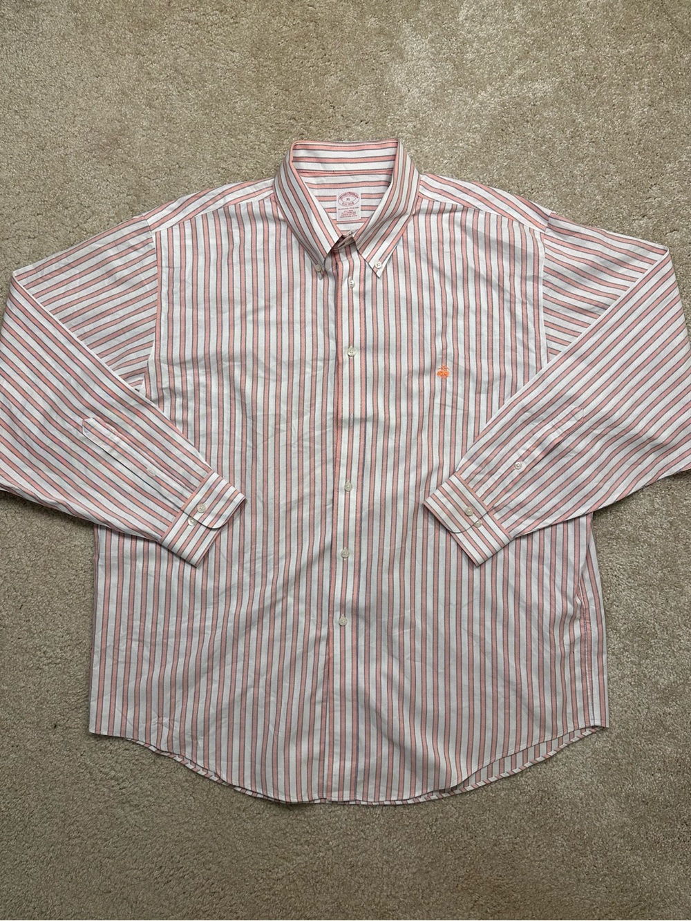 Brooks Brothers Pink and White Striped Dress Shirt